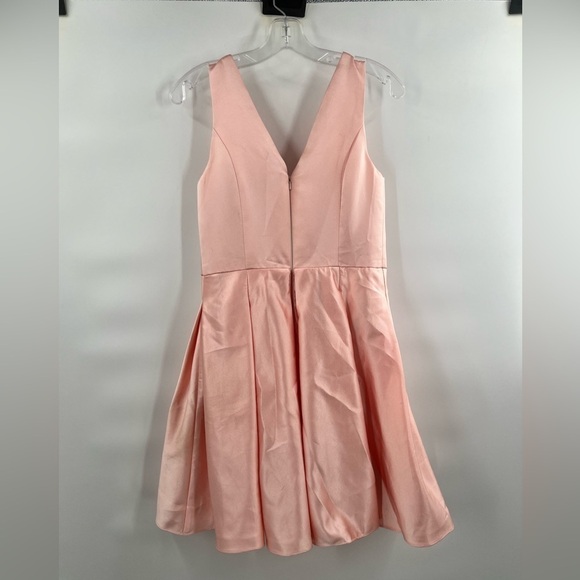 HEBEOS pink A-Line/Princess Sleeveless V-neck Short/Mini Satin Dresses - Picture 6 of 12